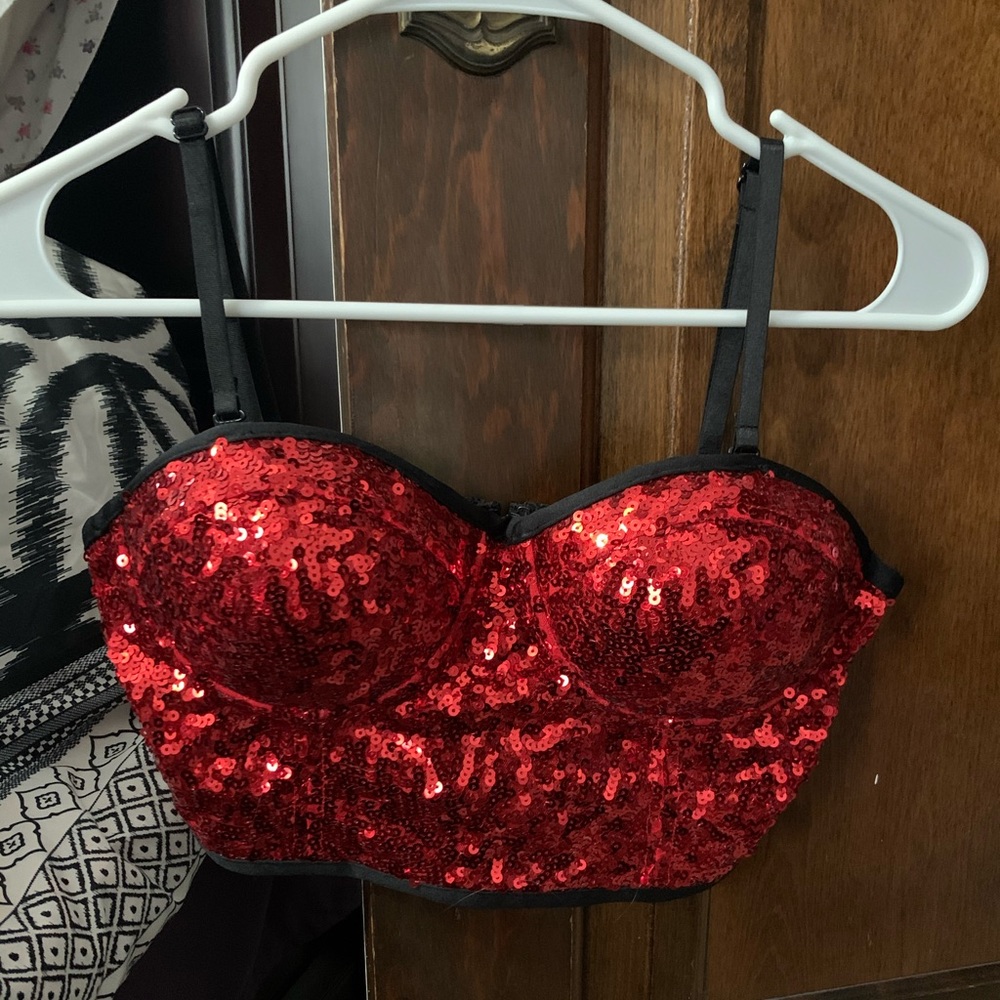 Balera Red Sequin Crop Top/ Bra